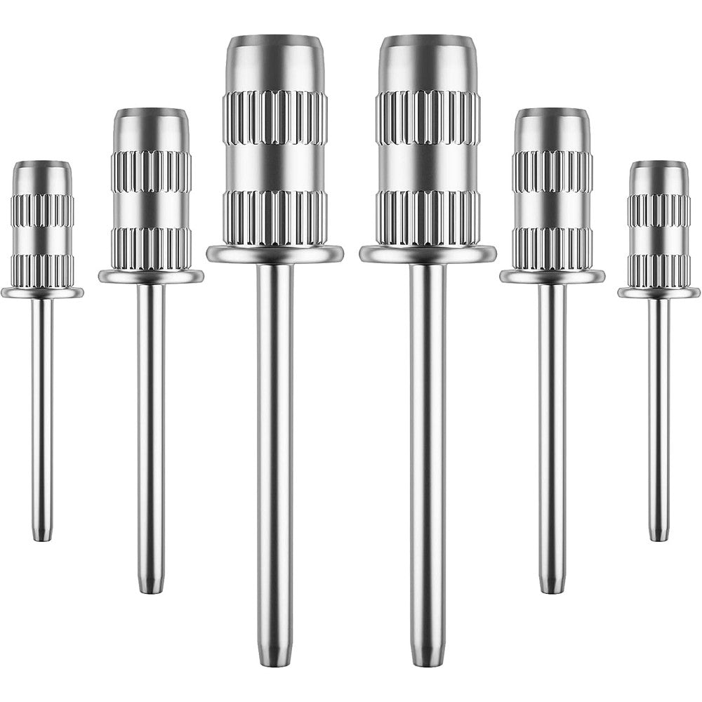 Difenni nail drill mandrel bits set front view showing six stainless steel shafts.