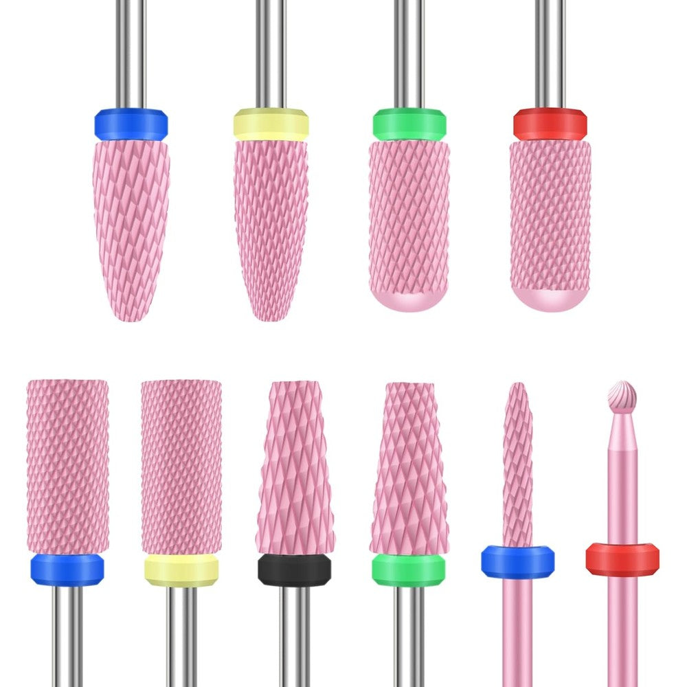 Depvko 10 piece ceramic nail drill bits set front view in packaging