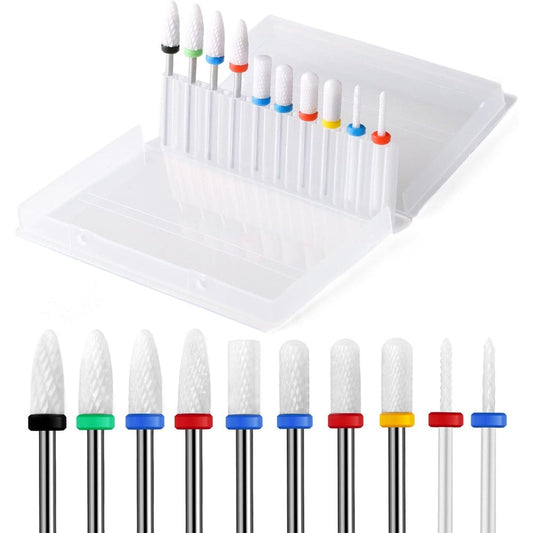 Eruika 10 piece ceramic nail drill bit set front view