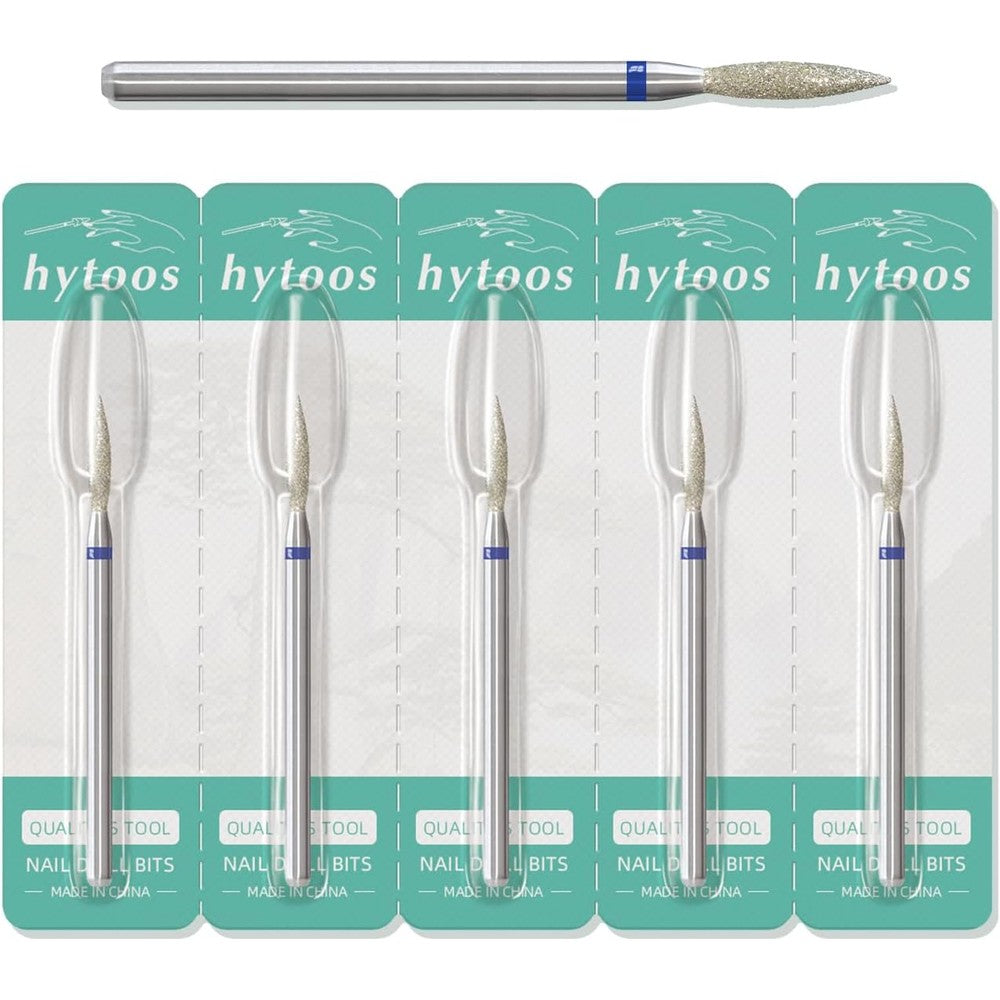 Hytoos 2mm long flame diamond nail drill bits set of 5