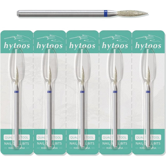 Hytoos 2mm long flame diamond nail drill bits set of 5