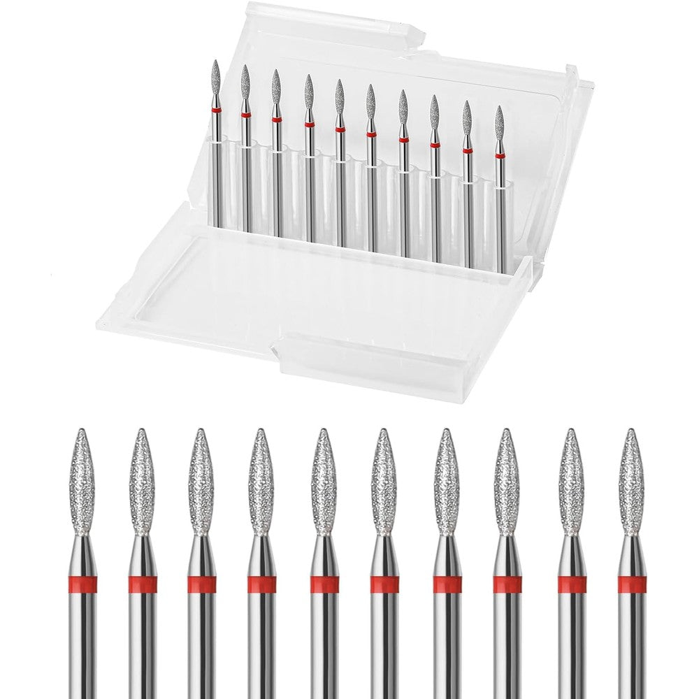 Eruika diamond flame cuticle drill bits set front view