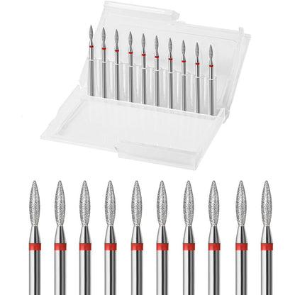 Eruika diamond flame cuticle drill bits set front view
