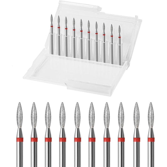 Eruika diamond flame cuticle drill bits set front view