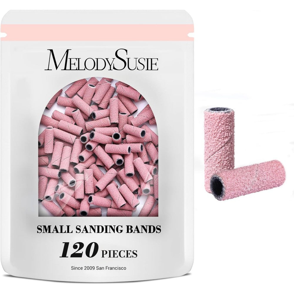 MelodySusie 120 pieces pink sanding bands for nail drill