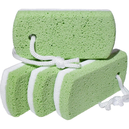 Dr. Entre's Pumice Stones for Feet 4 Pack front view showing green and white textures