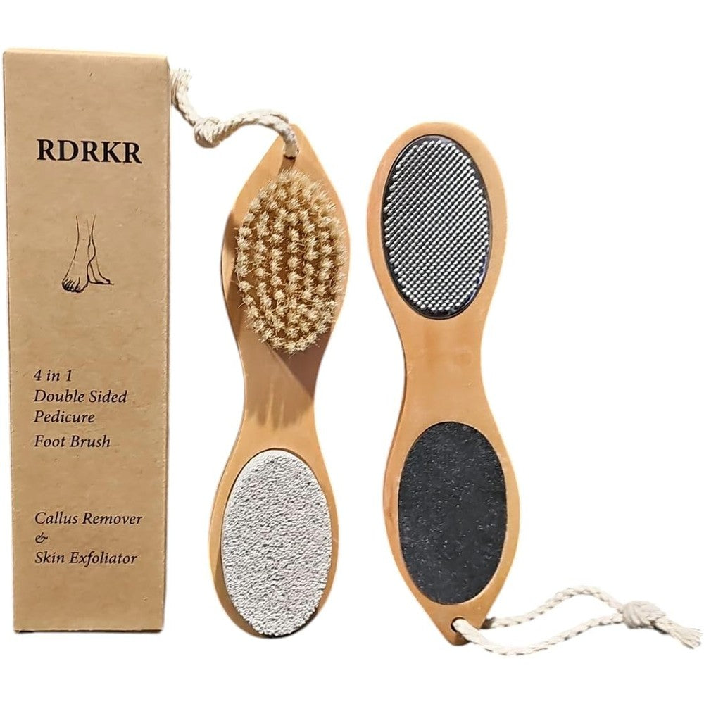 RDRKR 4-in-1 foot cleaner kit featuring bamboo handle and multiple scrub surfaces