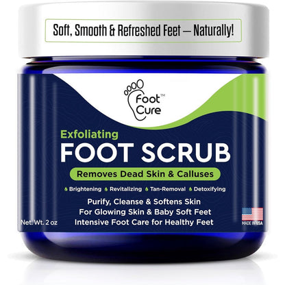 Foot Cure exfoliating foot scrub jar front view