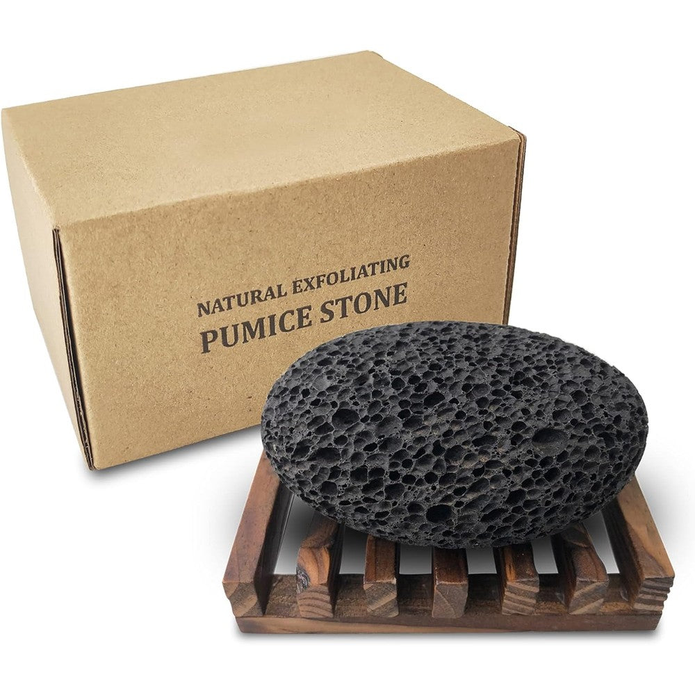 Dicobee natural lava pumice stone for feet with wooden tray
