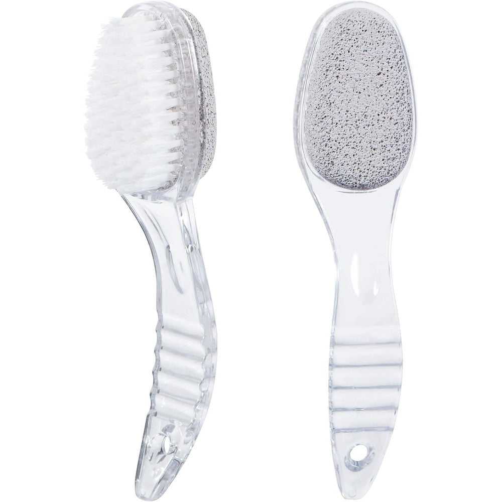 Ooloveminso 2 Pcs Foot Bristle Brush And Pumice Stone Scrubber Set For Callus Removal And Exfoliation Transparent - Image 1