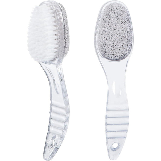 Ooloveminso 2 Pcs Foot Bristle Brush And Pumice Stone Scrubber Set For Callus Removal And Exfoliation Transparent - Image 1