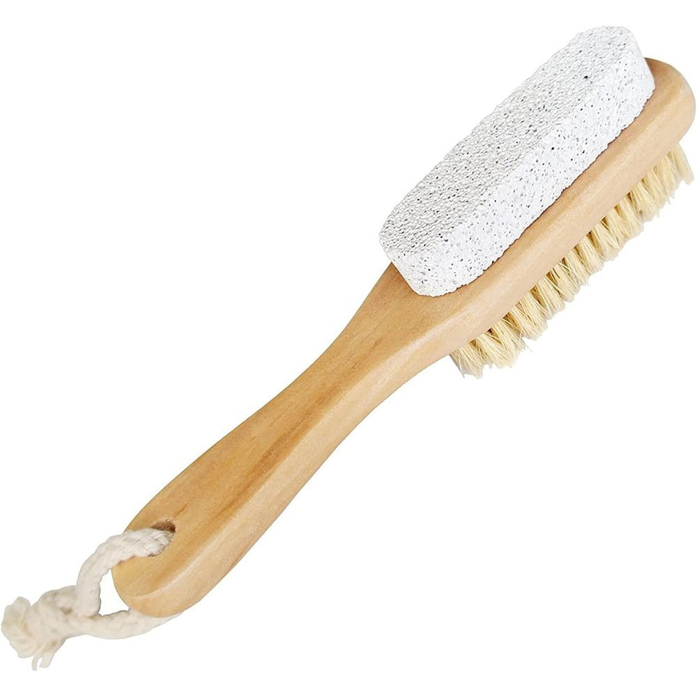 Aisilk natural soft bristle foot brush and pumice stone front view