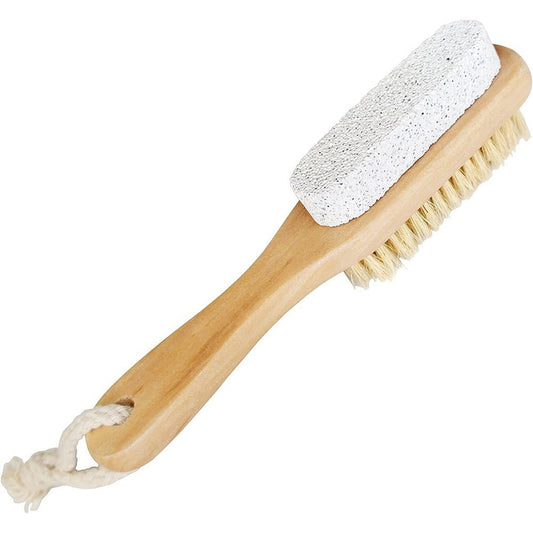 Aisilk natural soft bristle foot brush and pumice stone front view