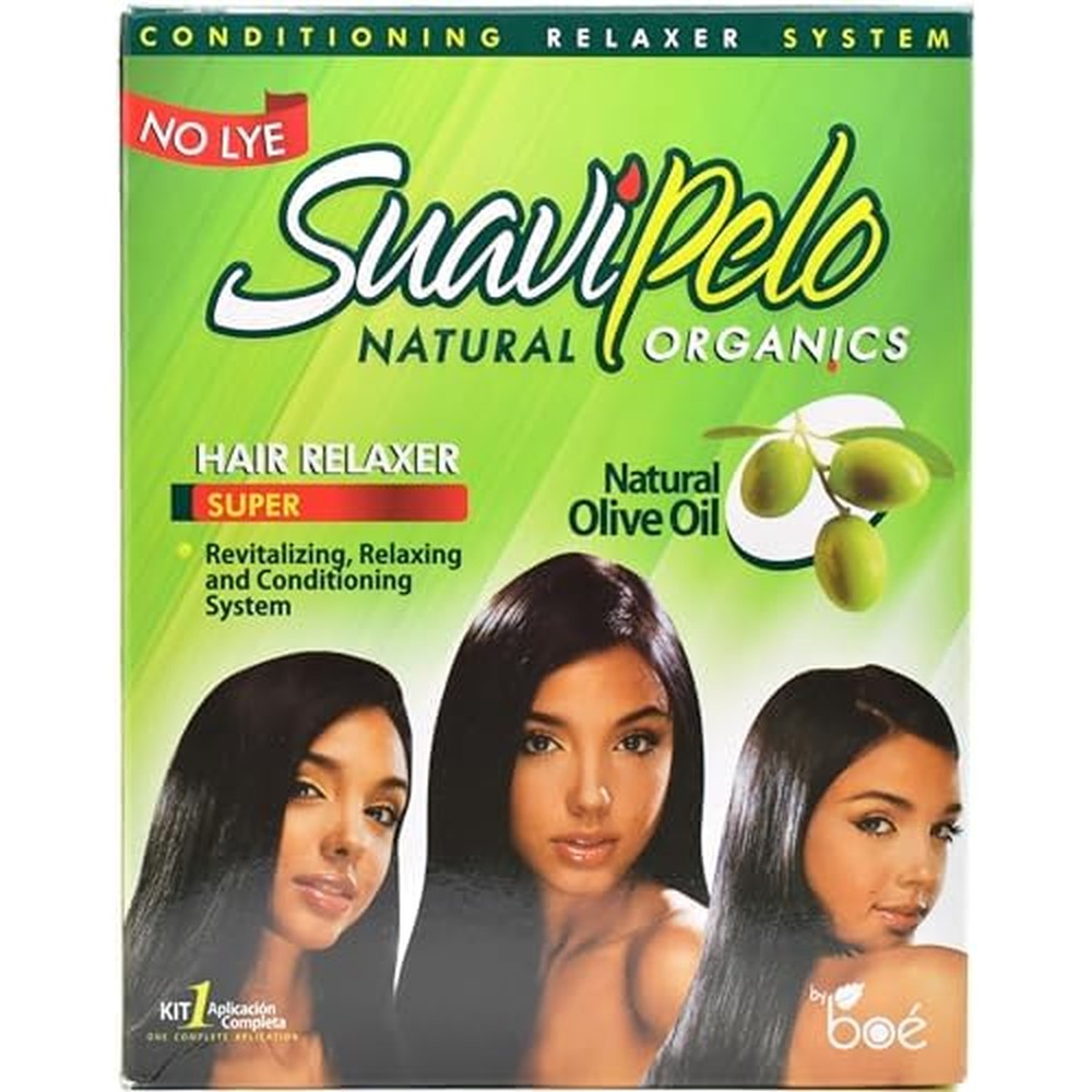 BOE Cosmetics Suavipelo No Lye Hair Relaxer Kit front view showing the straightening system box.
