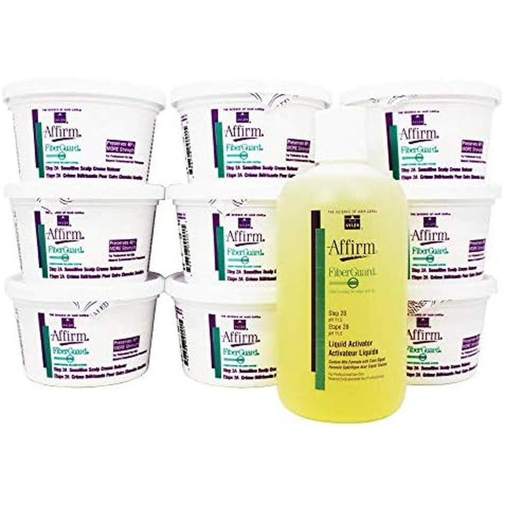 Avlon Affirm Fiberguard Sensitive Scalp Creme Relaxer front view professional hair salon chemical straightener kit