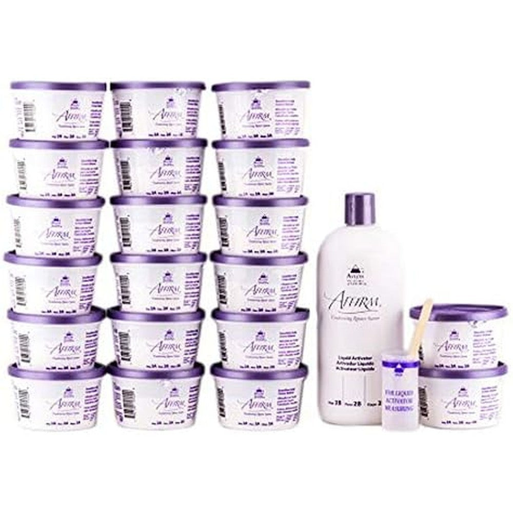 Avlon Affirm Moisture Plus Conditioning Relaxer Kit front view of professional salon box packaging.