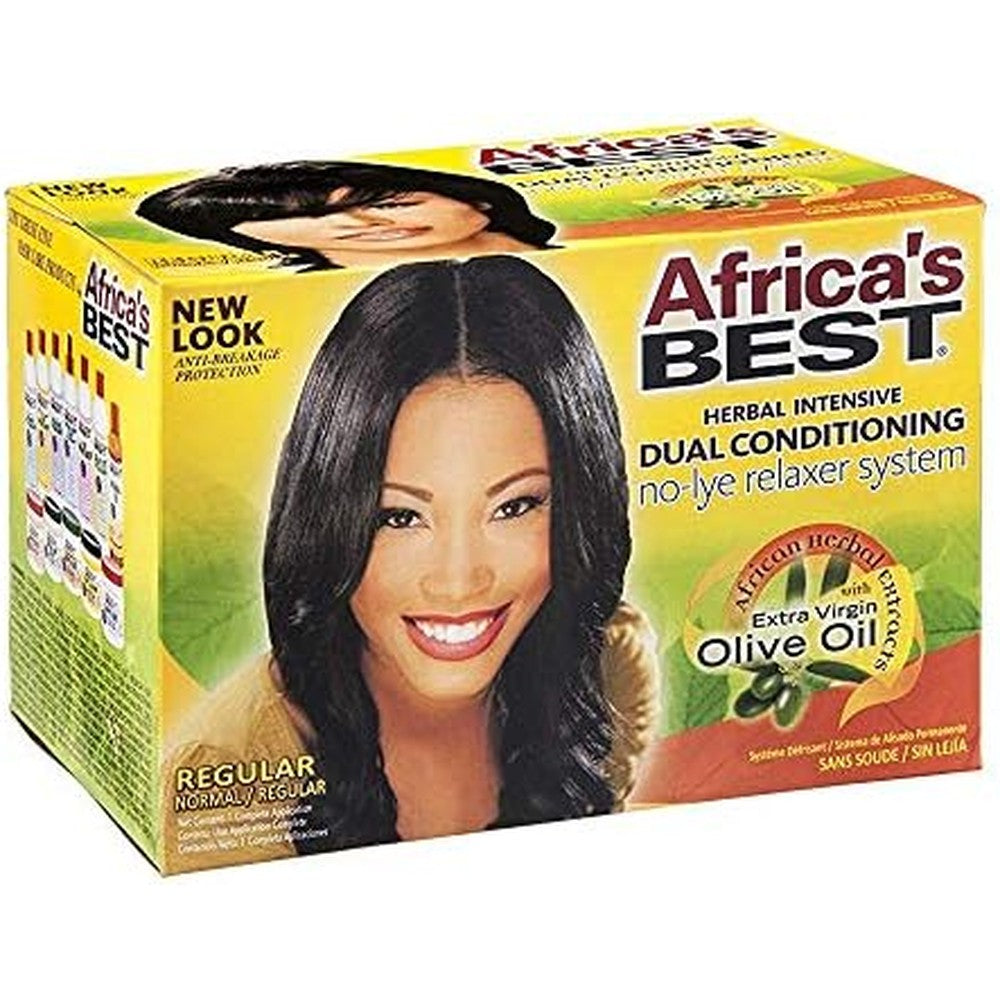 Africa's Best Regular Relaxer Kit front view authentic imported hair straightening cream packaging