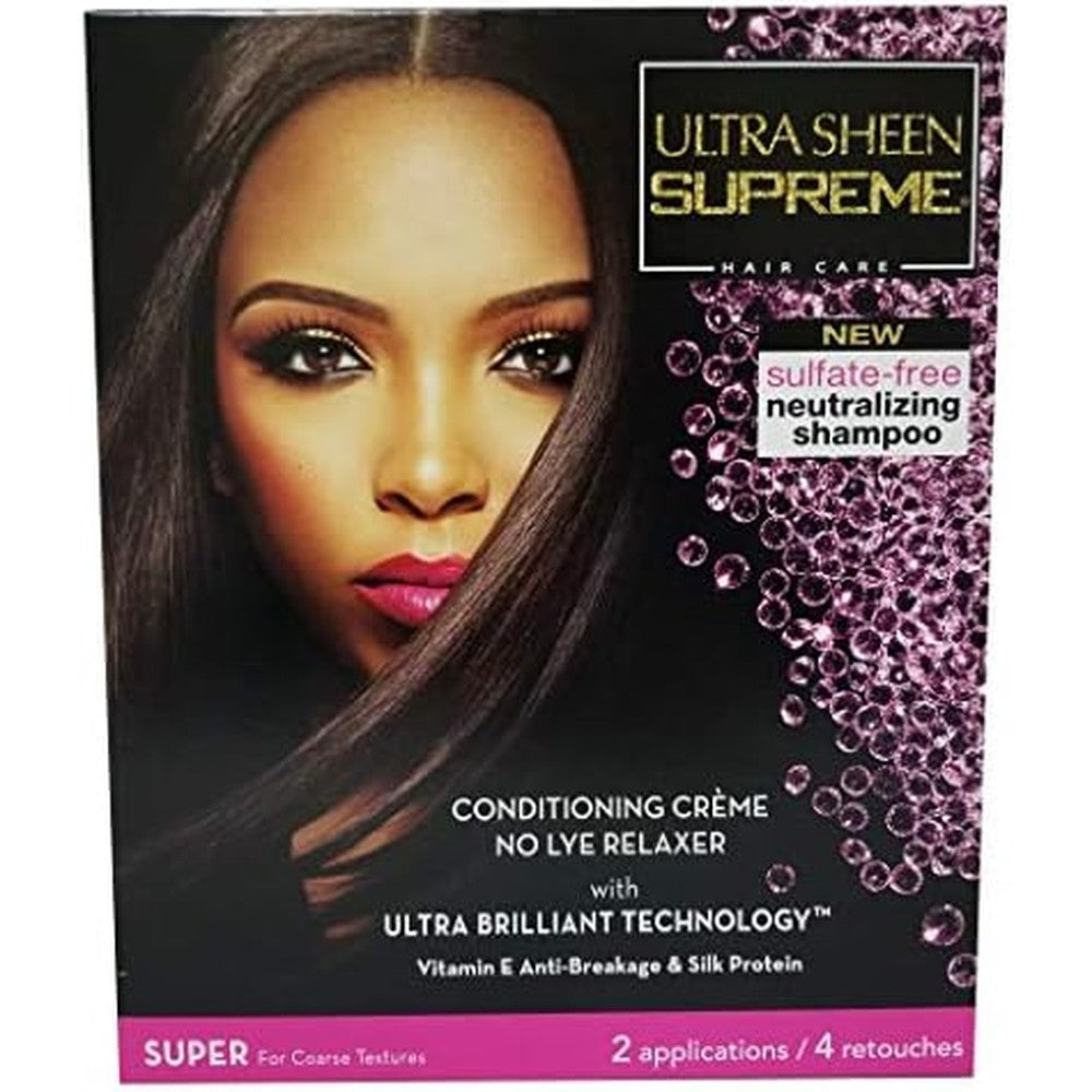 Ultra Sheen Supreme No-Lye Relaxer Conditioning Creme Kit front view package