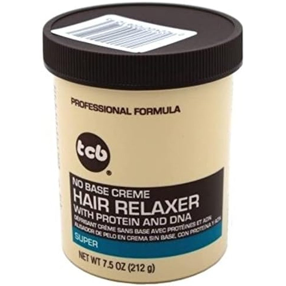 TCB No Base Hair Relaxer Creme Super front view jar for professional hair straightening