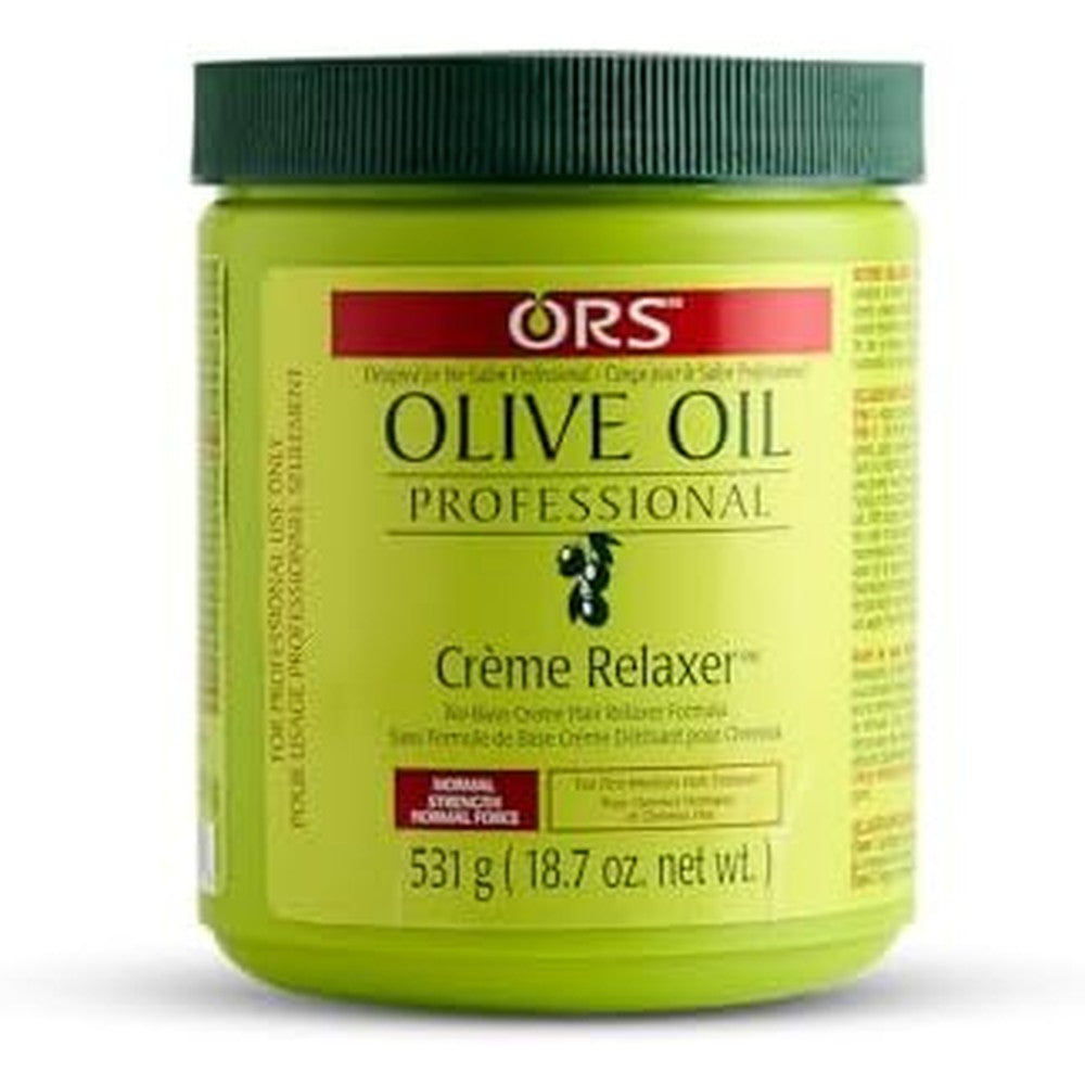 ORS Olive Oil Professional Creme Relaxer Normal Strength 18.75 Ounces front view jar for hair straightening.