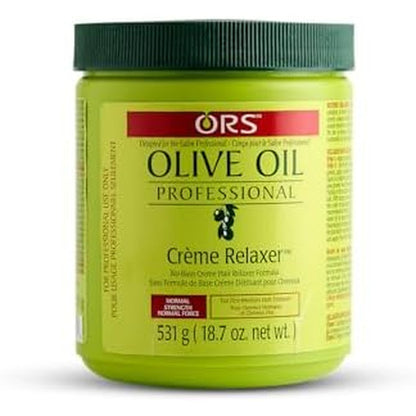 ORS Olive Oil Professional Creme Relaxer Normal Strength 18.75 Ounces front view jar for hair straightening.