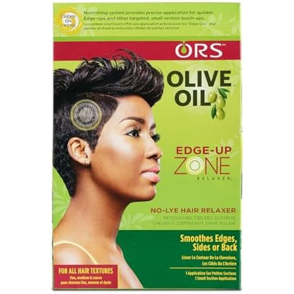 ORS Olive Oil Zone Relaxer Kit front view of packaging for precise hair straightening.