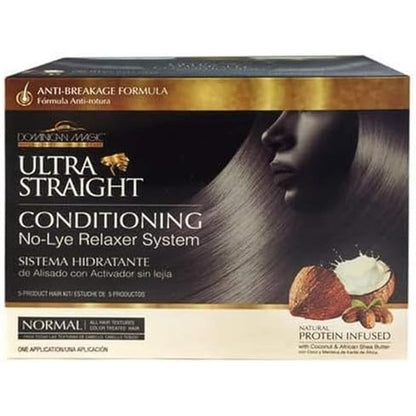 Dominican Magic Ultra Straight No Lye Hair Relaxer front view salon grade formula jar