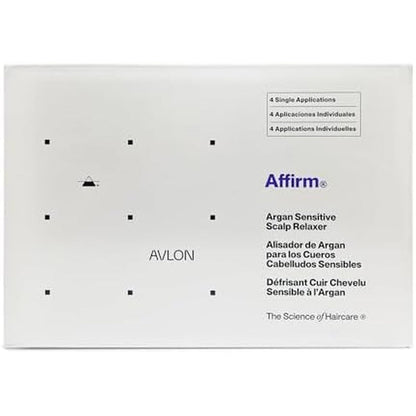 Avlon Affirm Argan Sensitive Scalp Relaxer front view showing packaging for professional hair smoothing