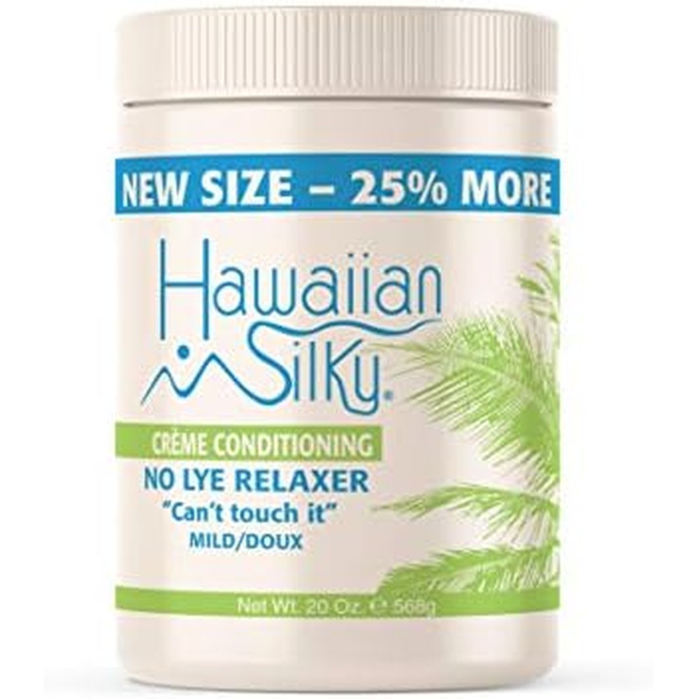 Hawaiian Silky Signature Collection No Lye Mild Relaxer 20 Ounce front view jar for hair straightening