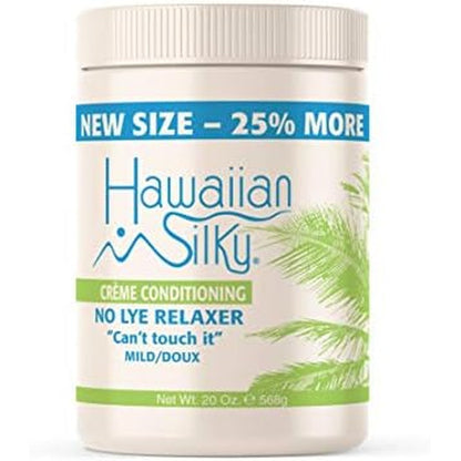Hawaiian Silky Signature Collection No Lye Mild Relaxer 20 Ounce front view jar for hair straightening