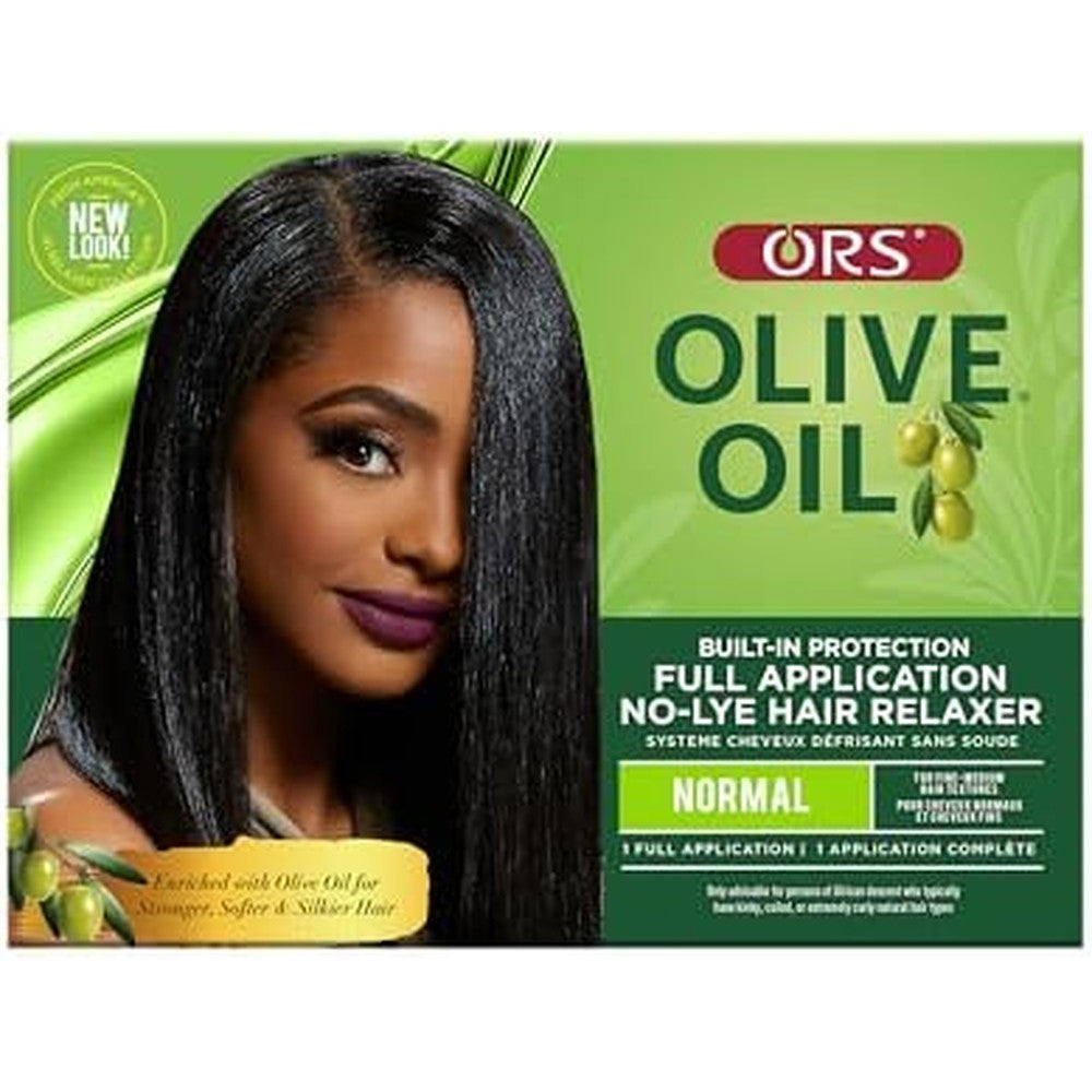 ORS Olive Oil Built In Protection No Lye Hair Relaxer Normal Strength full application kit front view