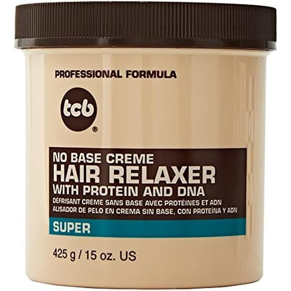 TCB No Base Creme Hair Relaxer front view showing the 15 ounce jar packaging.