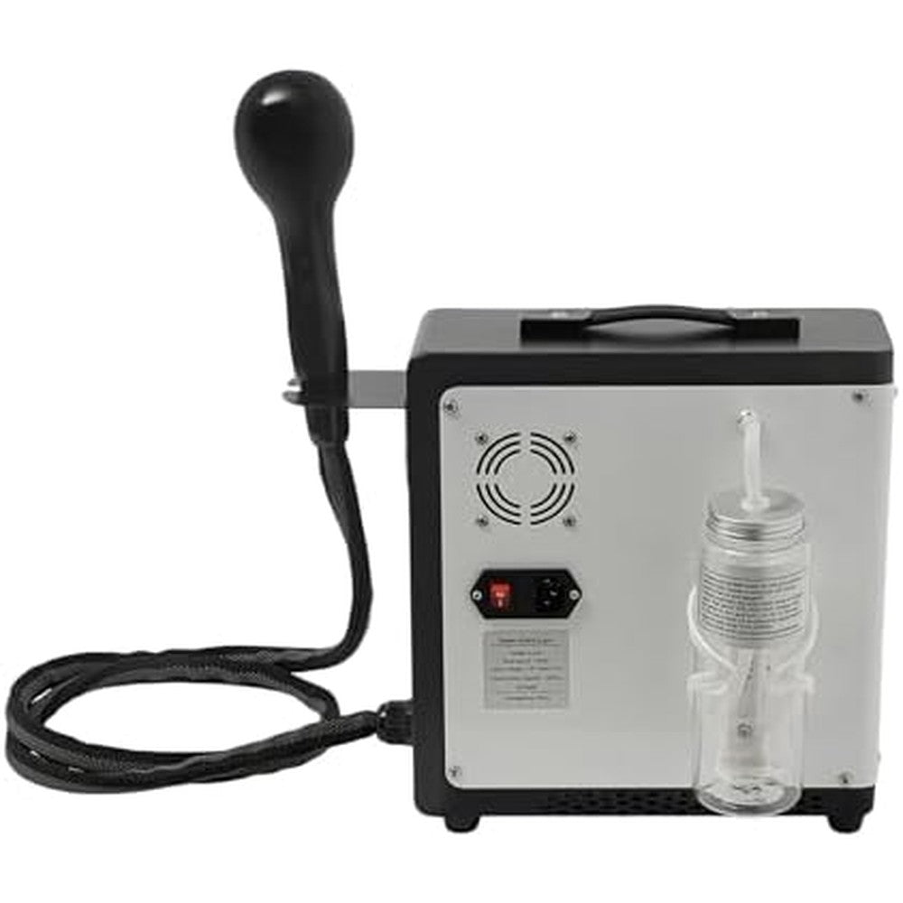 ATOLOMOTOR Professional Nano Hair Steamer front view showing the digital display screen and handheld spray gun attachment.