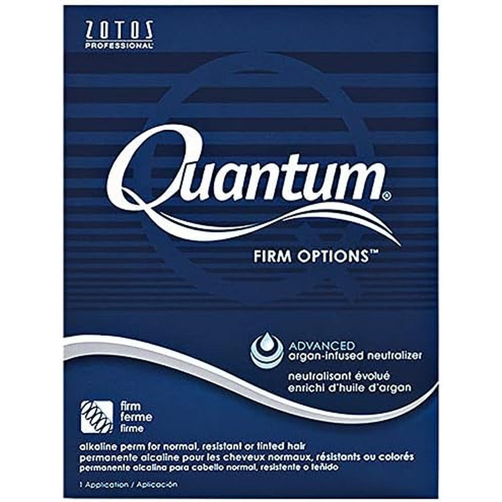 Quantum Firm Options Alkaline Perm for Normal or Tinted Hair 5 pack front packaging view showing professional salon perming kit.