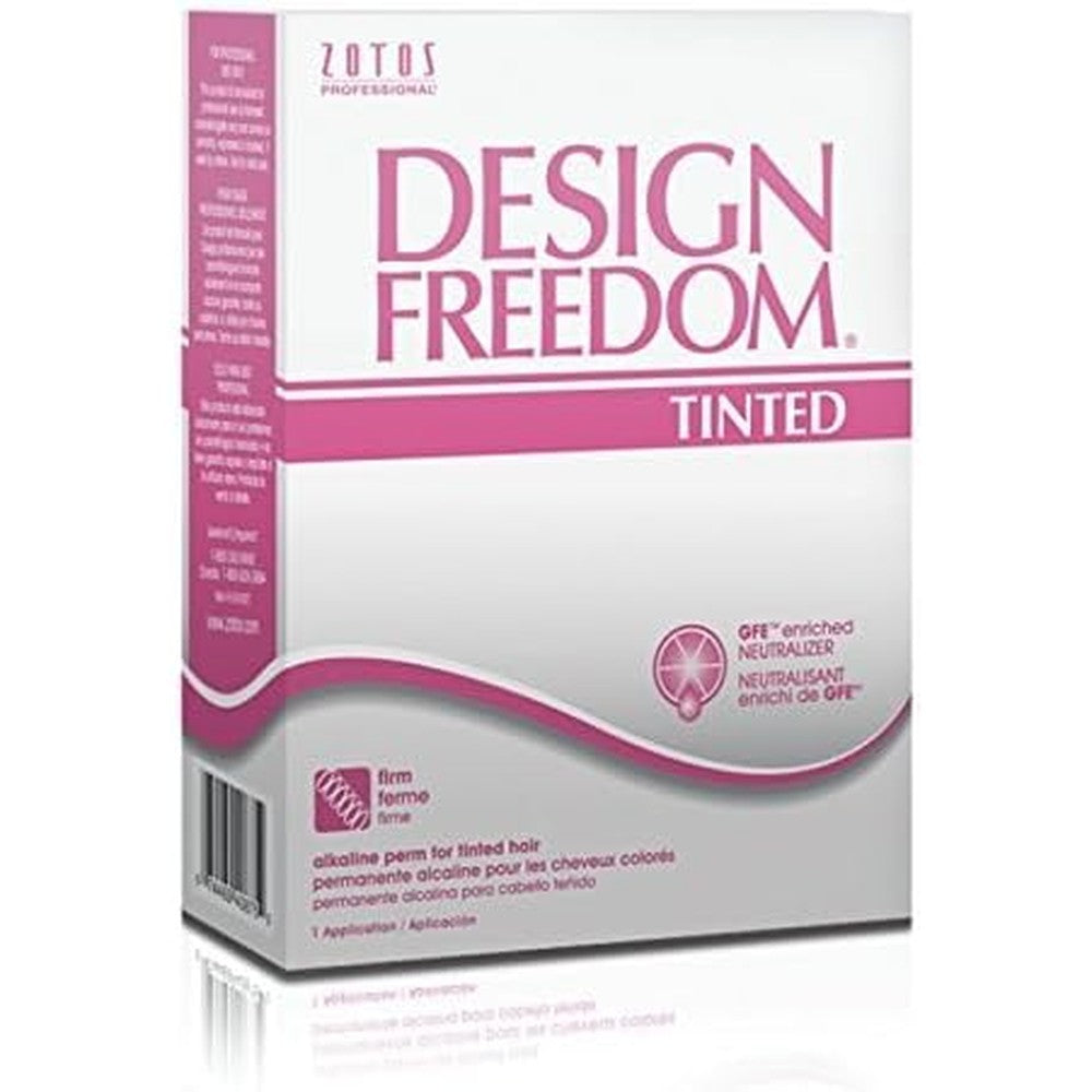 Zotos Design Freedom Tinted Alkaline Permanent Wave treatment kit front view for professional color treated hair curling