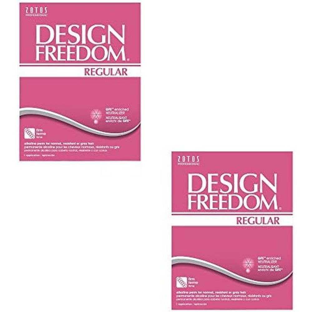 Zotos Quantum Design Freedom Regular Alkaline Perm front packaging displaying two pack text and grapefruit extract benefits