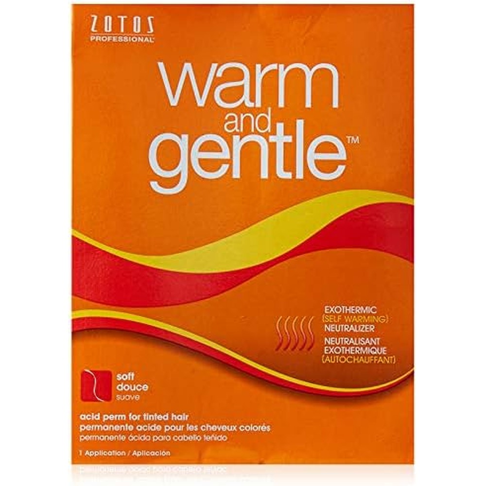 Zotos Warm and Gentle Acid Perm Kit front view showcasing professional packaging for tinted hair care.