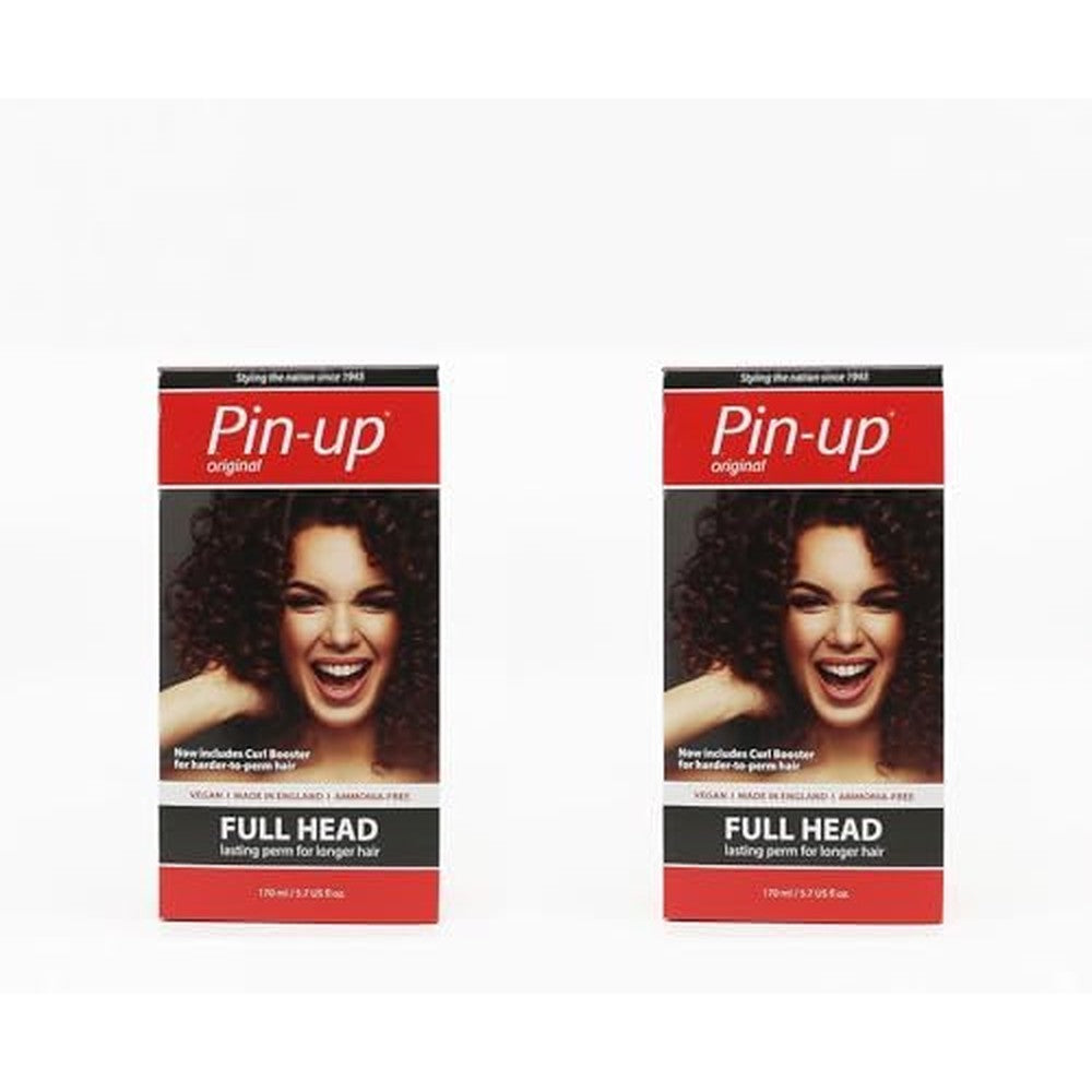 Pin-Up Original Full Head Home Perm Duo 170ml front packaging box showing curly hair results.