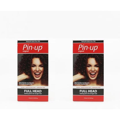 Pin-Up Original Full Head Home Perm Duo 170ml front packaging box showing curly hair results.