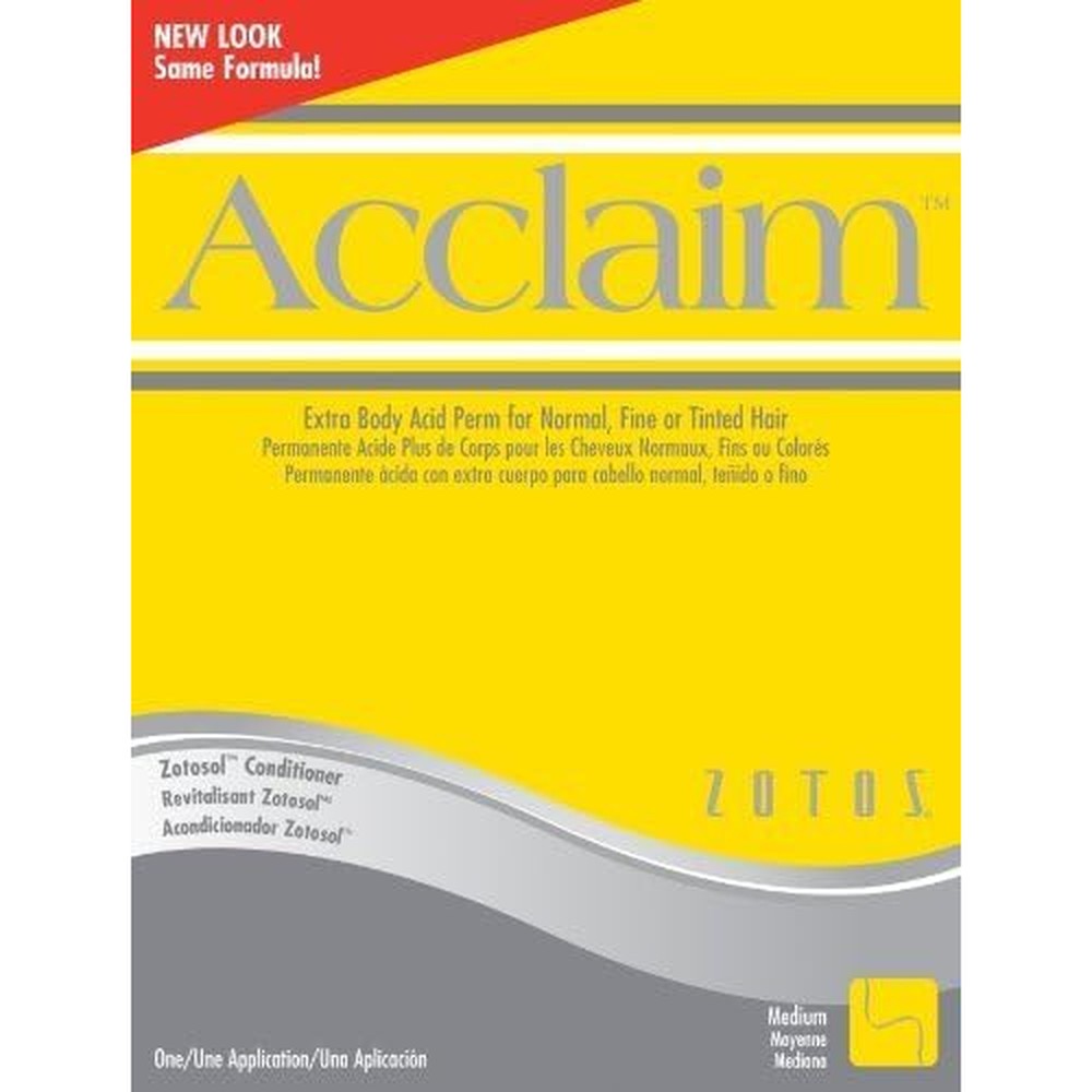 Zotos Acclaim Extra Body Acid Perm yellow box packaging front view for professional volume enhancing hair texture treatment