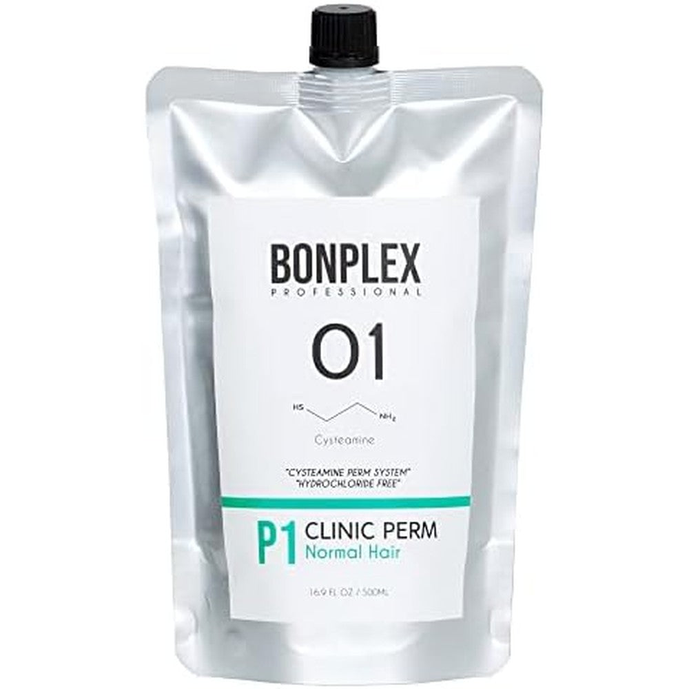 BONPLEX Clinic Perm cream pouch front view for professional permanent wave styling.