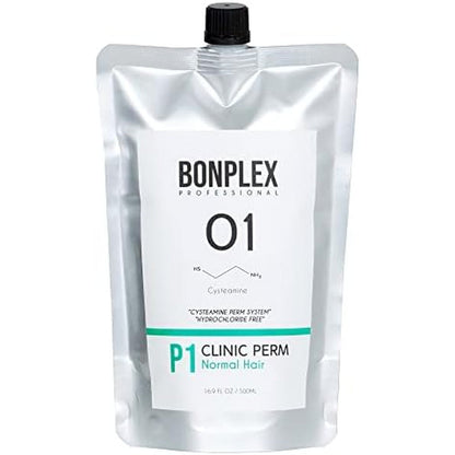 BONPLEX Clinic Perm cream pouch front view for professional permanent wave styling.
