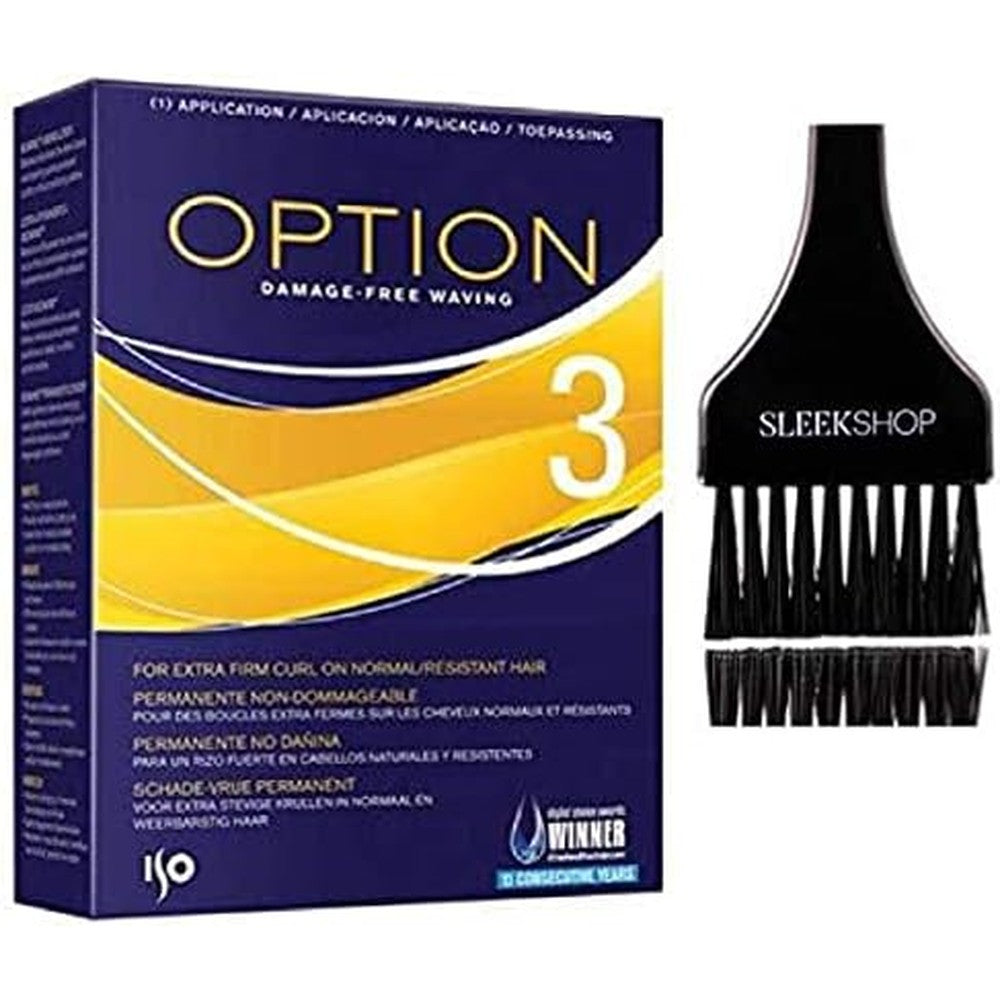StinaFace ISO Option 3 Perm Damage Free Waving Kit front view showing the box and professional applicator brush for long lasting curls.