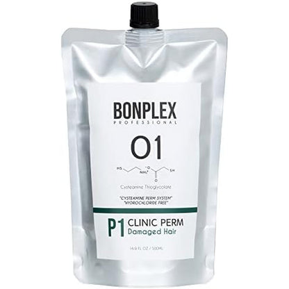 Bonplex Clinic Perm 16.9 Ounce pouch front view showcasing professional hair texturizing cream.