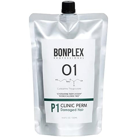 Bonplex Clinic Perm 16.9 Ounce pouch front view showcasing professional hair texturizing cream.