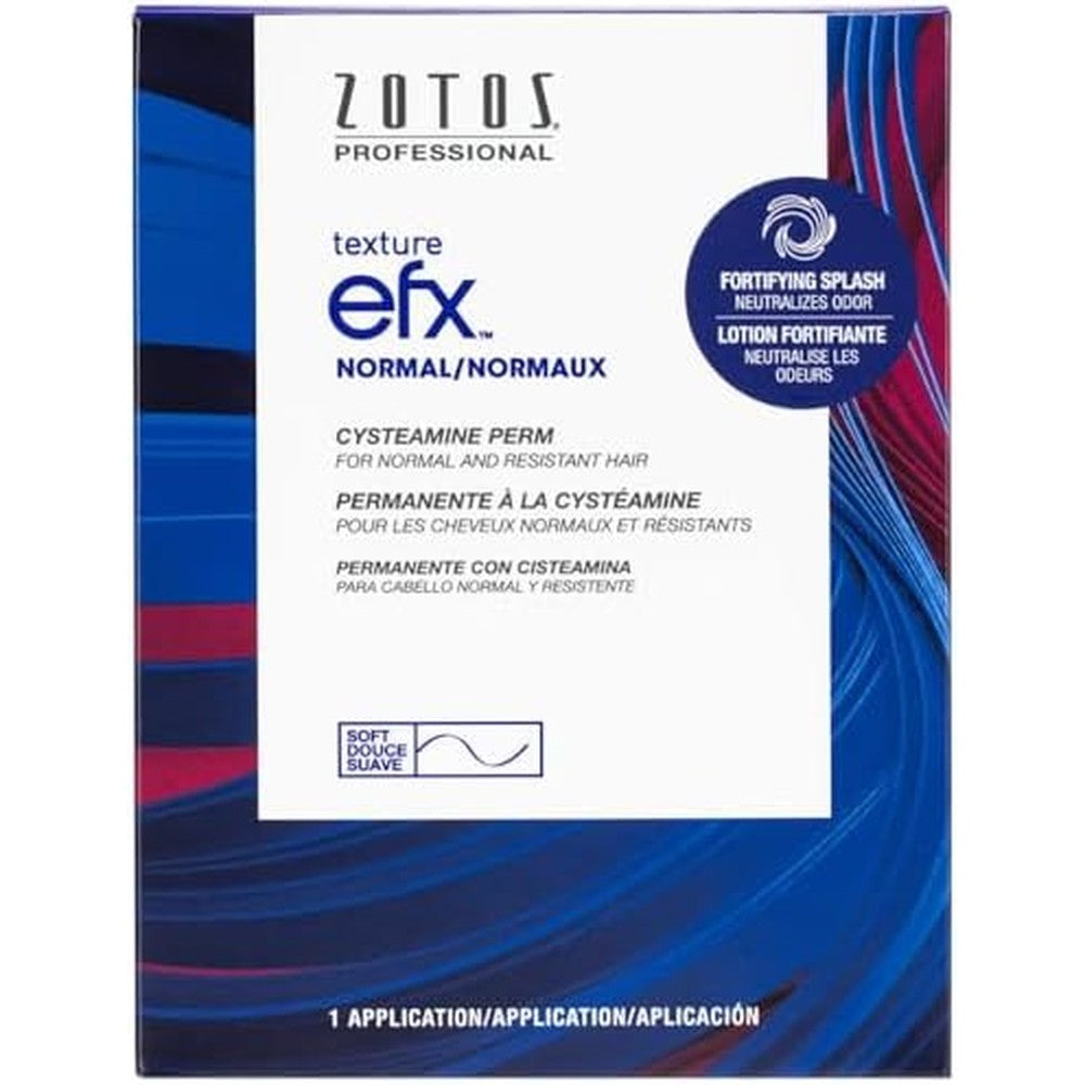 Zotos Professional Texture EFX Normal and Resistant Perm box front view featuring the thio free cysteamine formula logo