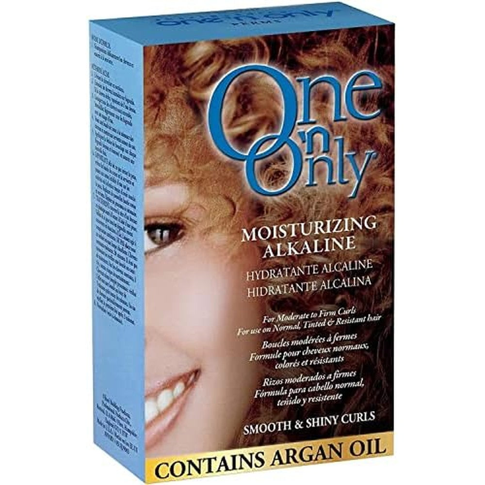 One 'N Only Moisturizing Alkaline Perm Treatment front view blue packaging kit for salon quality curls