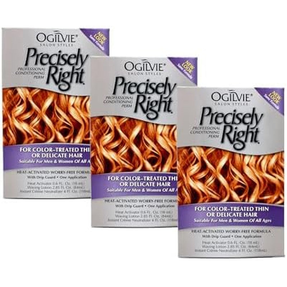 Ogilvie Precisely Right Perm Treatment Pack of 3 front view showing professional packaging