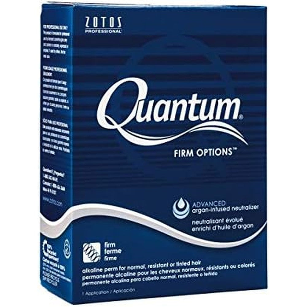 Quantum Firm Options Alkaline Perm Dark Blue box front view professional hair texturizer pack