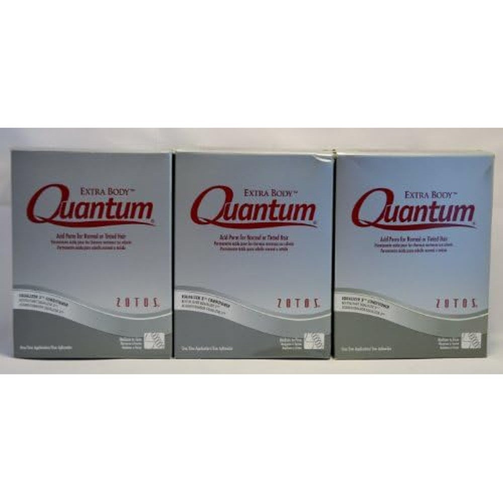 Quantum Extra Body Acid Perm 3 Pack front view of professional salon packaging.